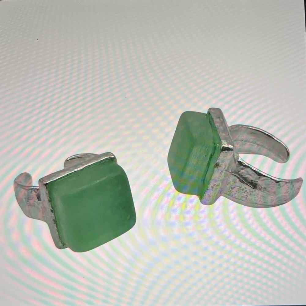 Recycled Coca-Cola Glass Ring Silver Hand Made Glass Jewelry